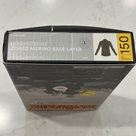 Icebreaker NEW 150 Zone Long Sleeve Half Zip Mens Large Merino Blend Top Green - Picture 16 of 16